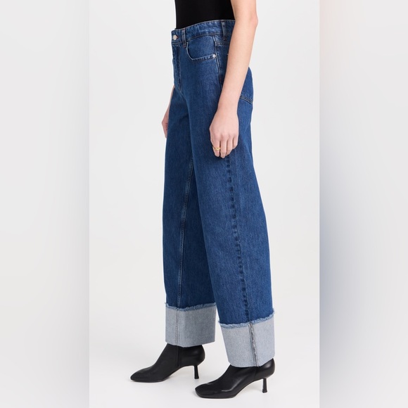 ALIGNE Soy Turn Up Straight Leg Jeans in Mid Blue - Picture 3 of 12